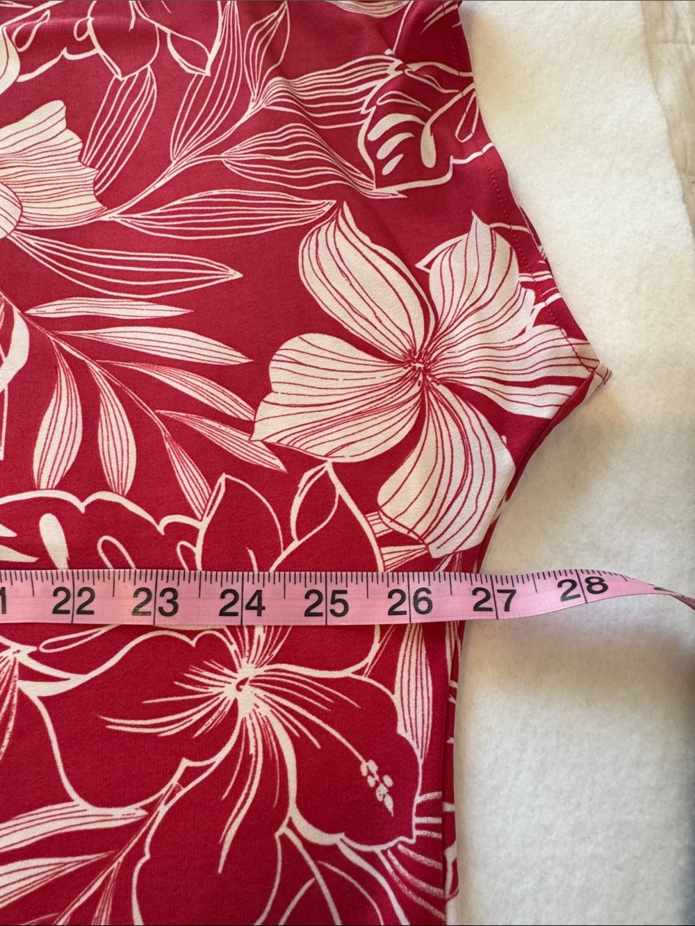 Pink Tropical Floral ITY Knit Knee Length Shift Dress Size 2X Drop Sleeve - Picture 4 of 5